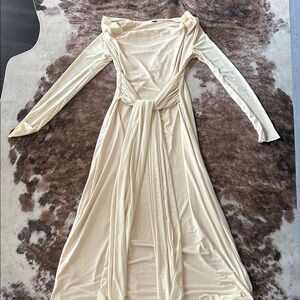 SHEIN Cream Long Sleeve Maxi Dress